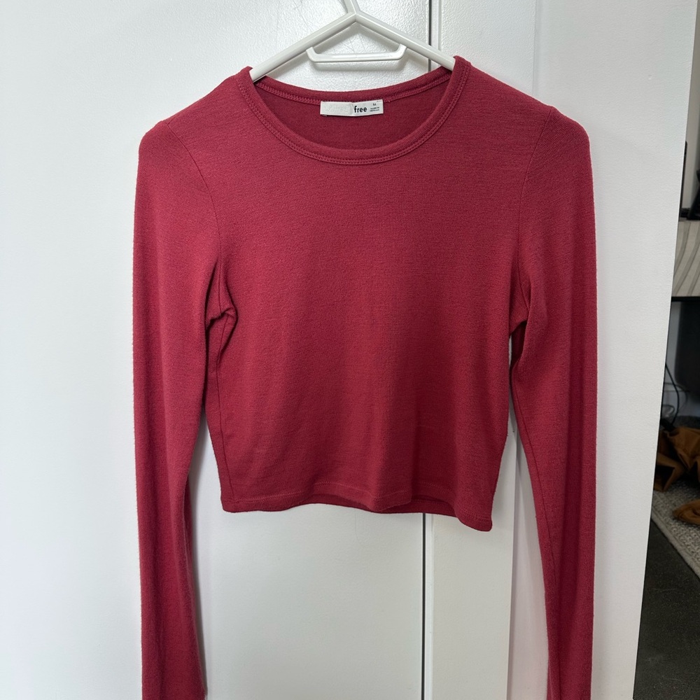 Wilfred Free pink long sleeve crop shirt